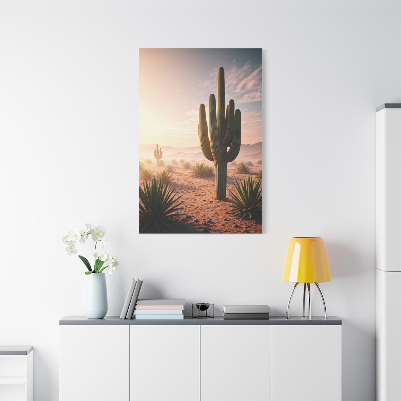 Desert Saguaro at Pastel Sunrise Wall Art & Canvas Prints