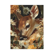 Floral Garland Deer Portrait Wall Art & Canvas Print
