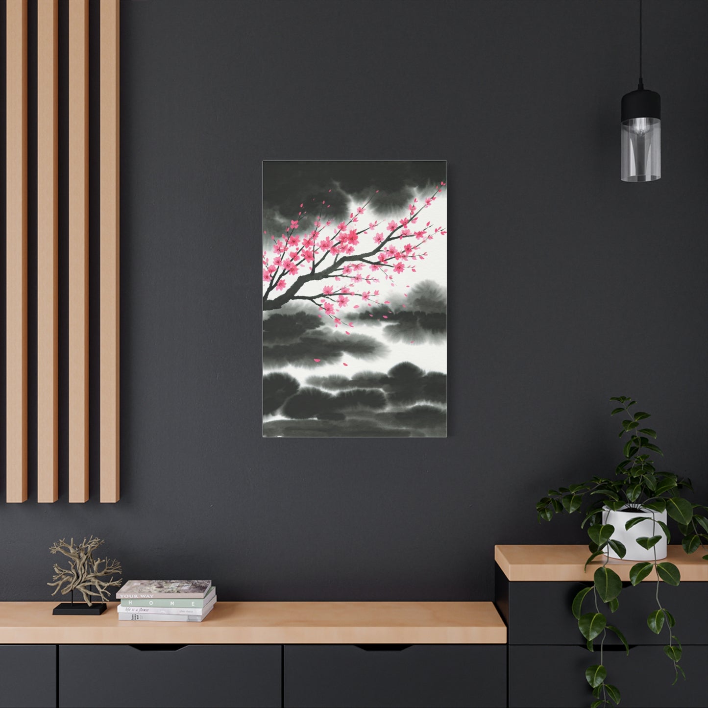 Japanese Ink Brush Sakura Landscape Wall Art & Canvas Prints