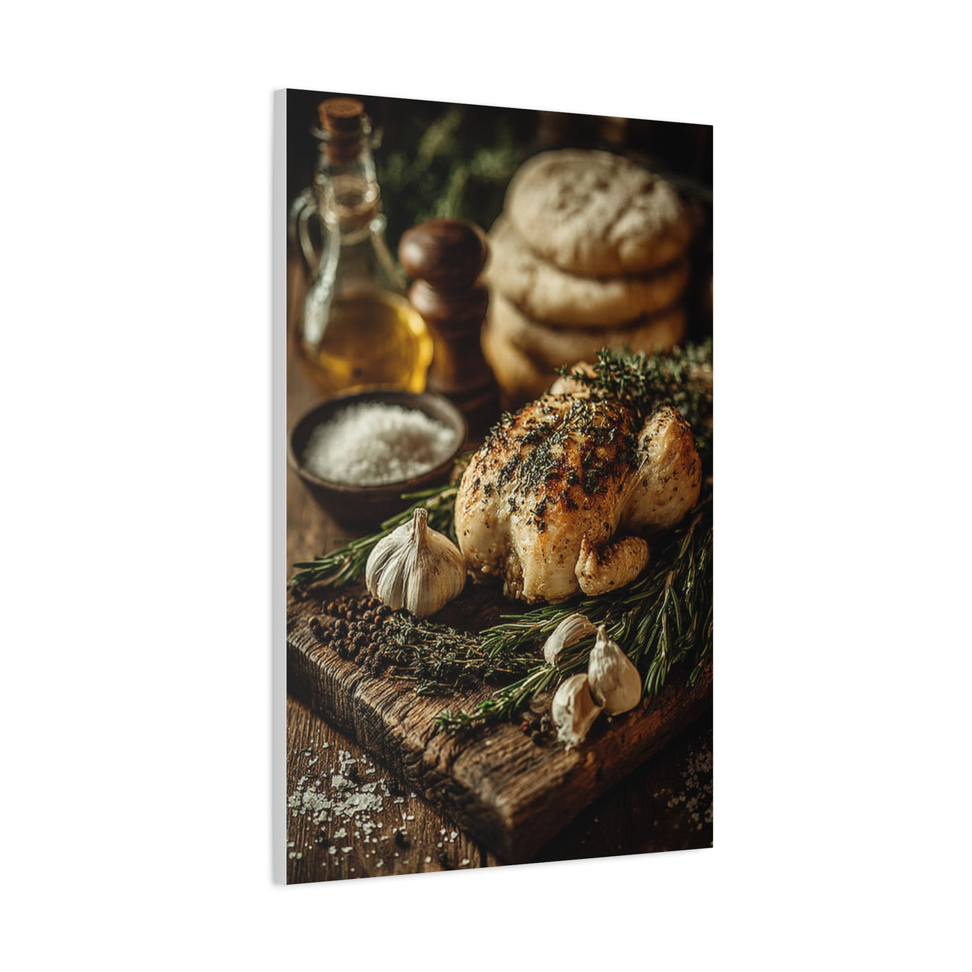 Herb Roasted Chicken Rustic Kitchen Wall Art & Canvas Print