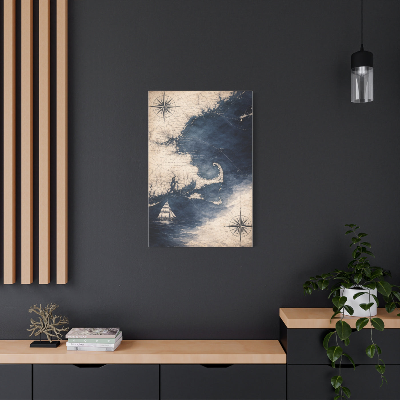 Vintage Nautical Map Ocean Composition Wall Art & Canvas Print