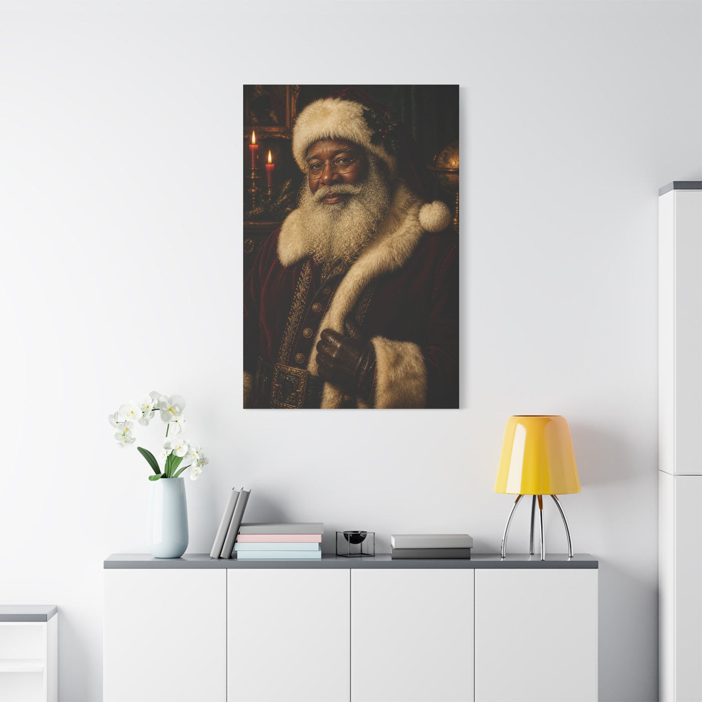 Elegant Black Santa Portrait Wall Art & Canvas Print