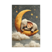 Baby Elephant Moon Dream Wall Art & Canvas Print