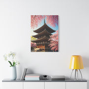 Traditional Japanese Pagoda With Cherry Blossoms Wall Art & Canvas Prints