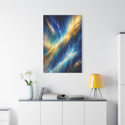 Blue-and-Gold Rain Abstract Wall Art & Canvas Print