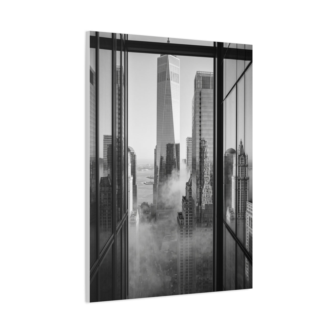 Executive Skyline Through Glass Wall Art & Canvas Print
