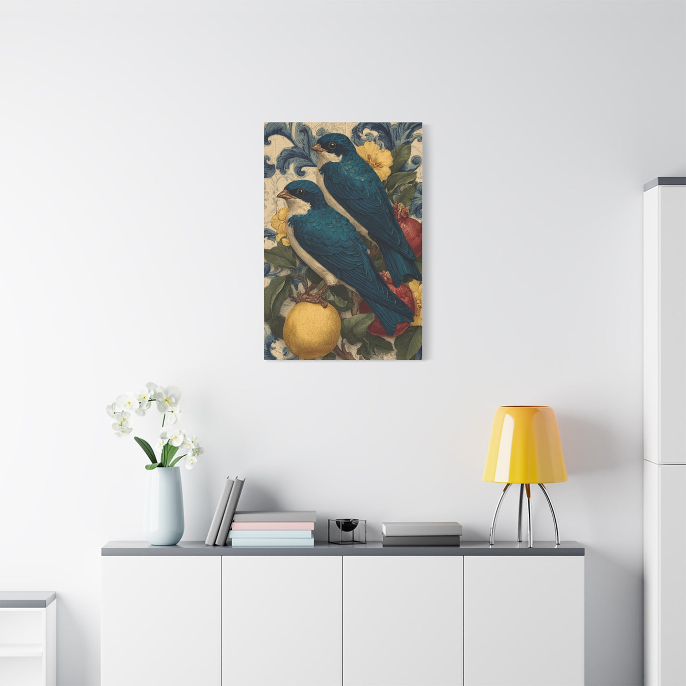 Italian Majolica Swallow & Citrus Wall Art & Canvas Print