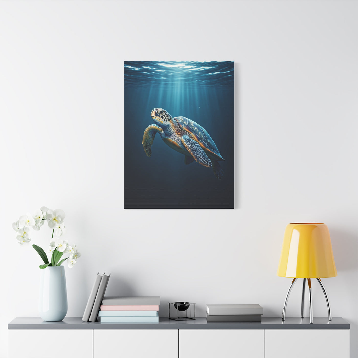 Sea Turtle Beneath Ocean Light Wall Art & Canvas Prints