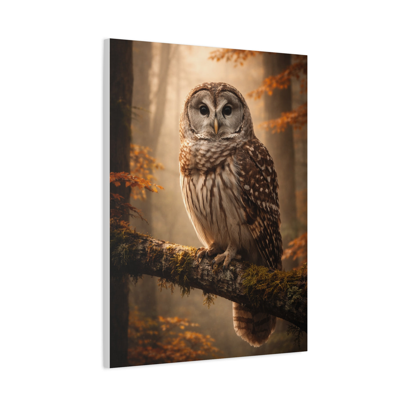 Barred Owl Autumn Forest Portrait Wall Art & Canvas Print
