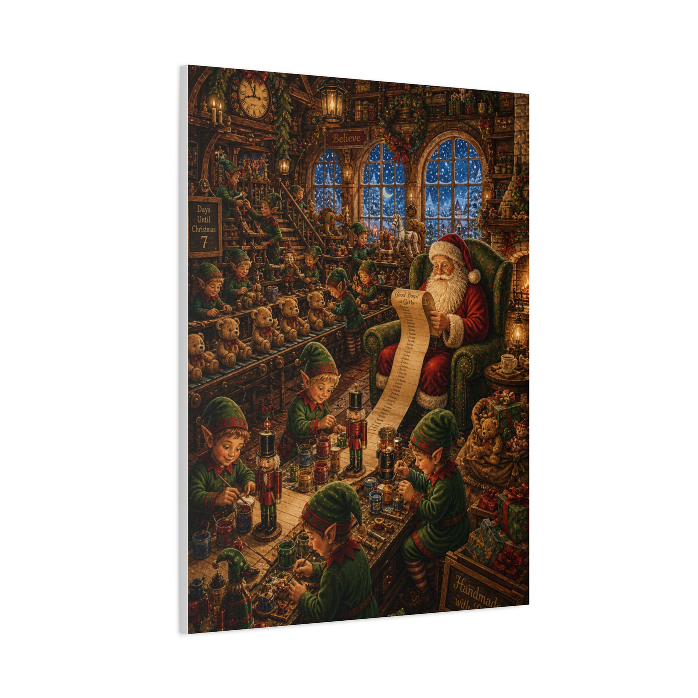 Cozy Traditional Santa Workshop Wall Art & Canvas Print