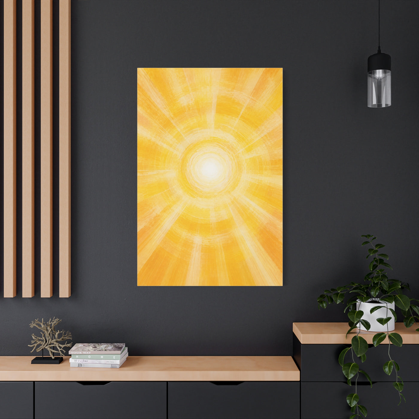 Radiant Golden Sunburst Abstract Wall Art & Canvas Print