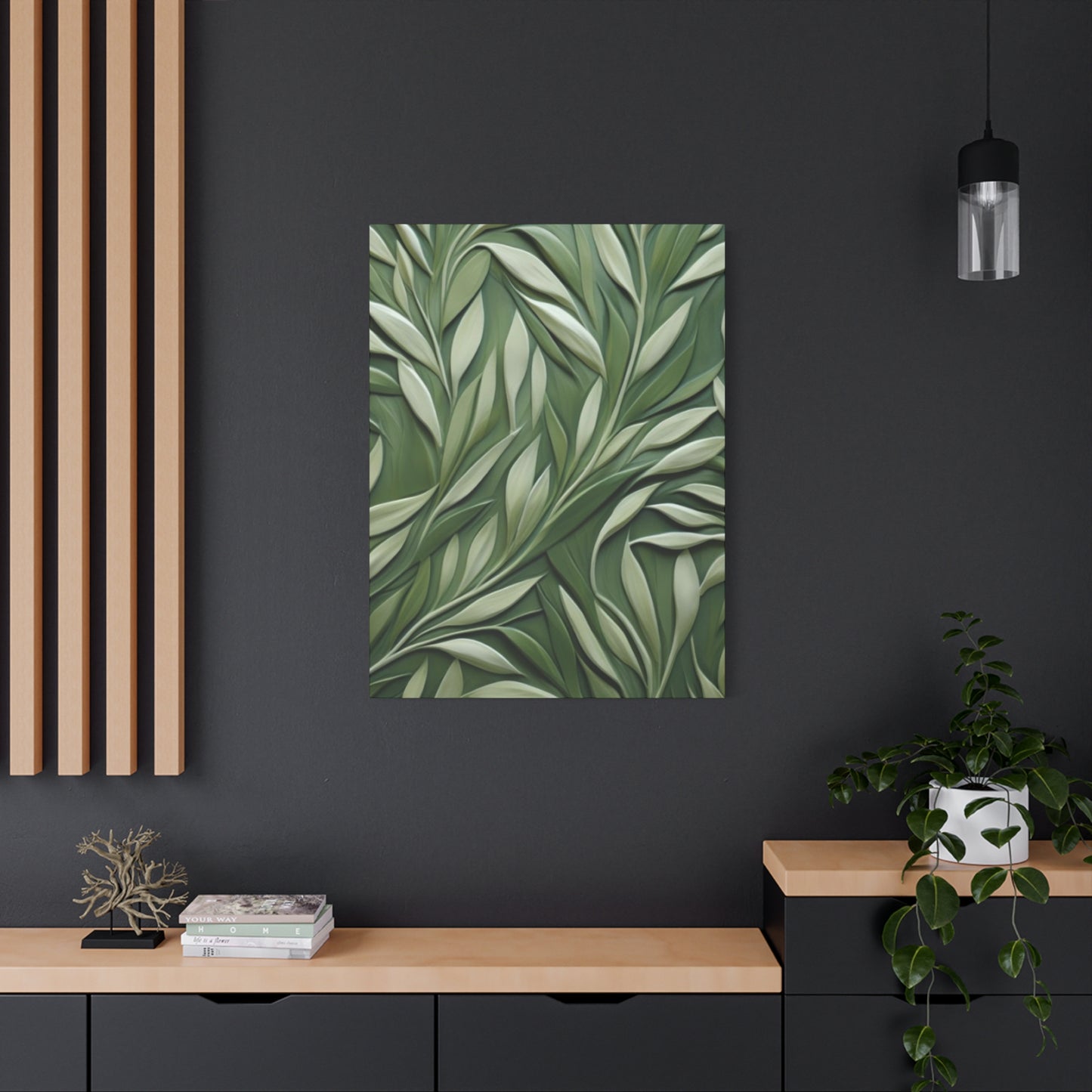 Olive Green Texture Leaves Prints Wall Art & Canvas Prints