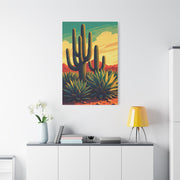 Southwestern Saguaro and Agave Desert Illustration Wall Art & Canvas Prints