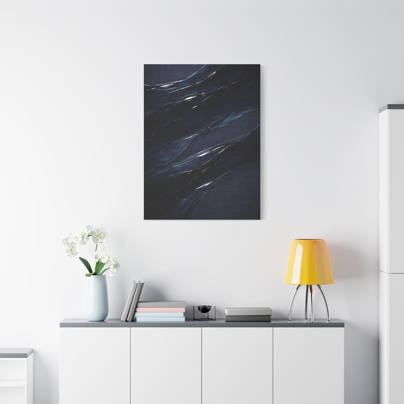 Fluid Navy Wave Abstraction Wall Art & Canvas Print