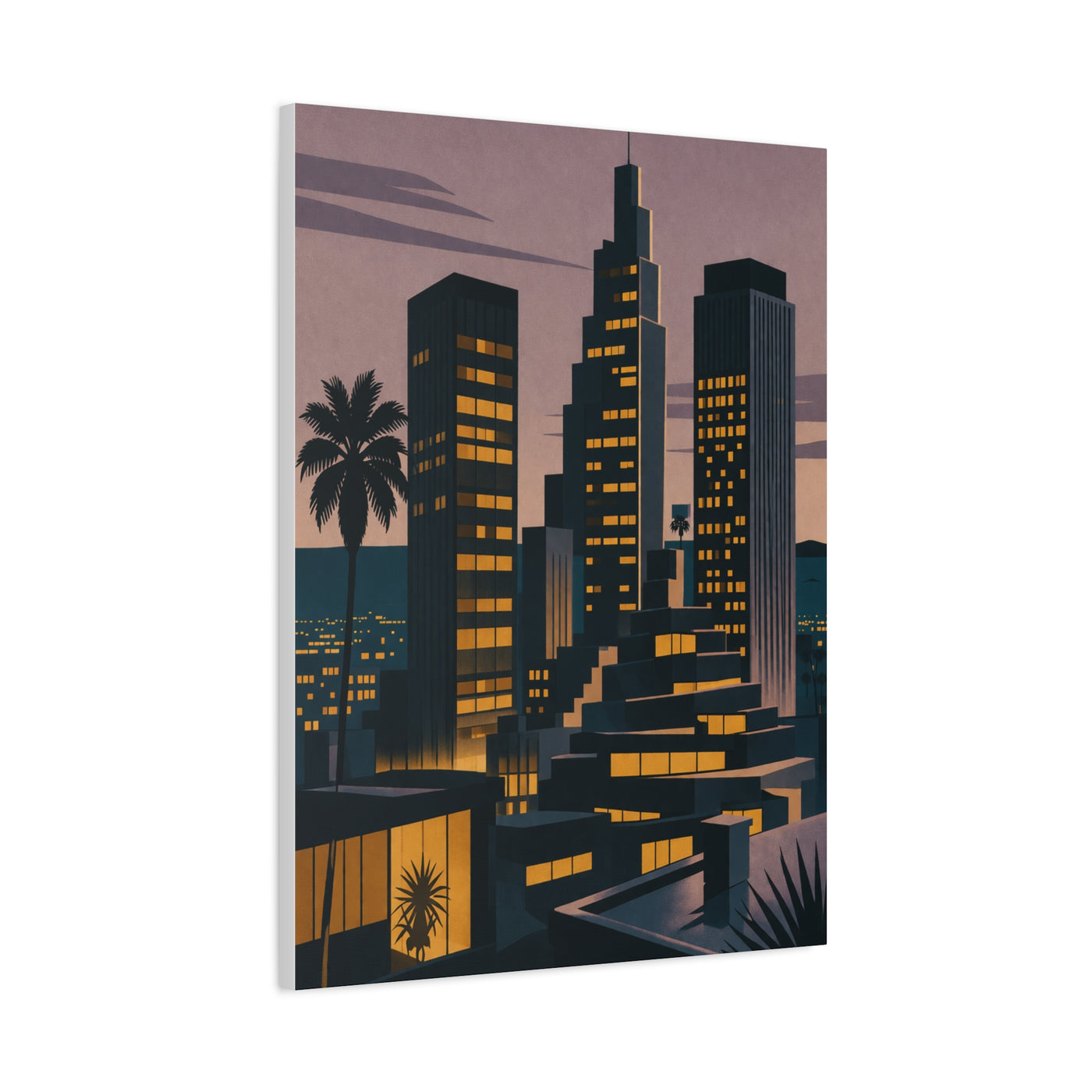 Retro Modern Skyline Dusk Wall Art & Canvas Print