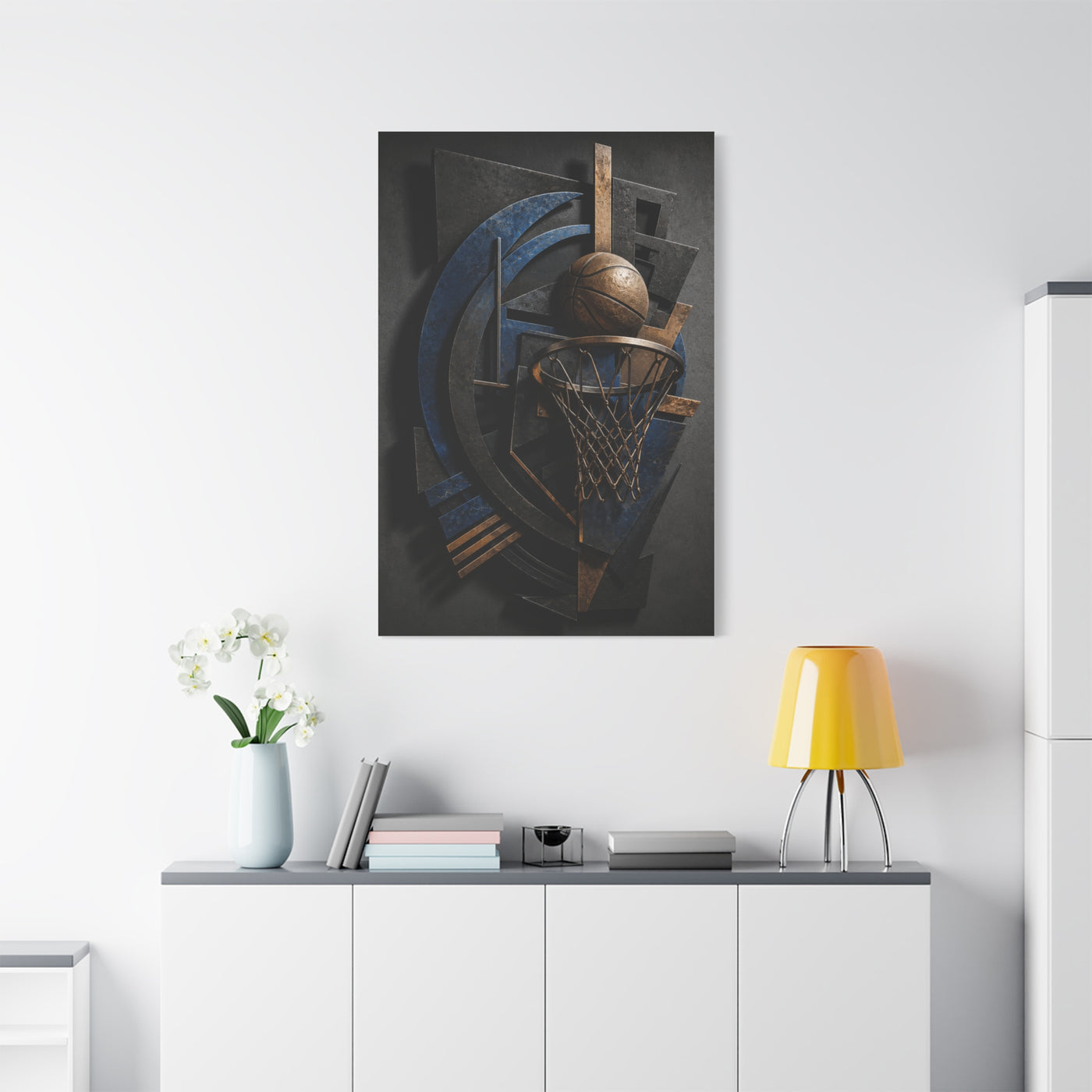 Layered Metal Basketball Sculpture Sports Wall Art & Canvas Print