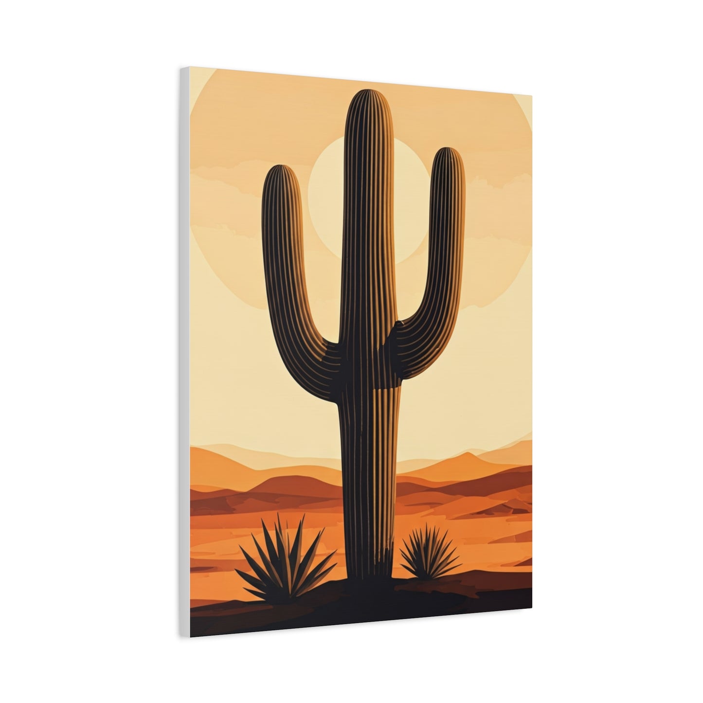 Minimal Desert Sun Saguaro Illustration Wall Art & Canvas Prints