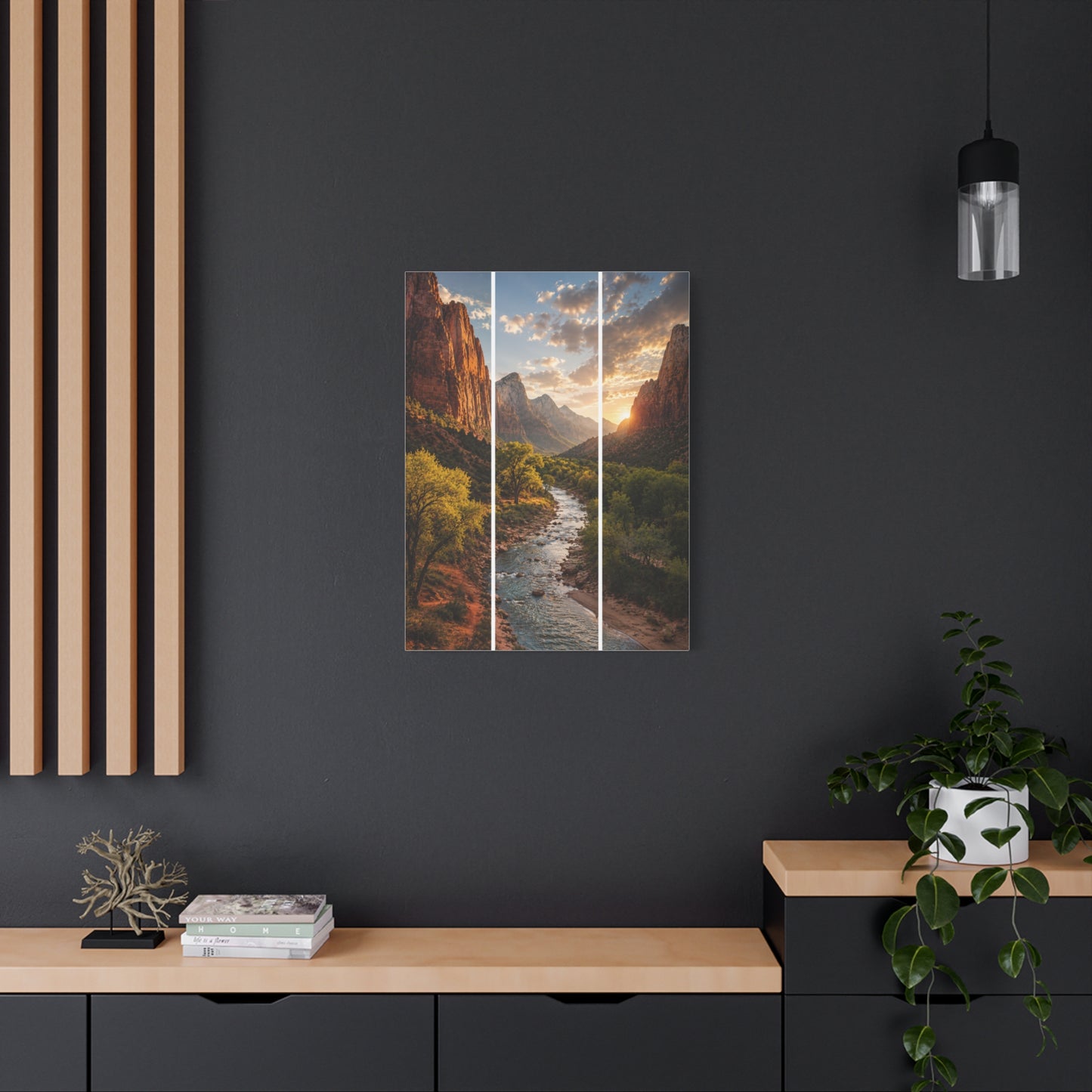 Zion Canyon Triptych Landscape Wall Art & Canvas Print
