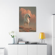 White Arabian Horse Golden Cloud Portrait Wall Art & Canvas Print