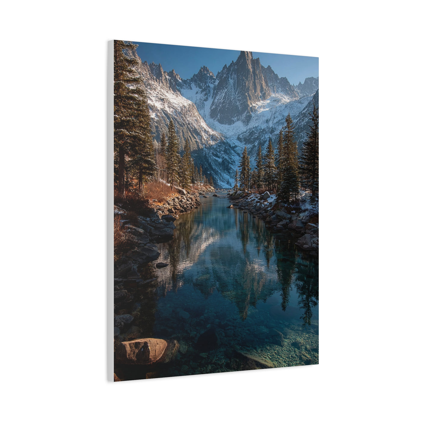 Serene Alpine Lake Reflection Wall Art & Canvas Print