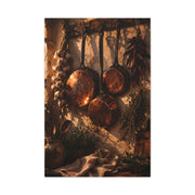 Copper Cookware Rustic Kitchen Wall Art & Canvas Print