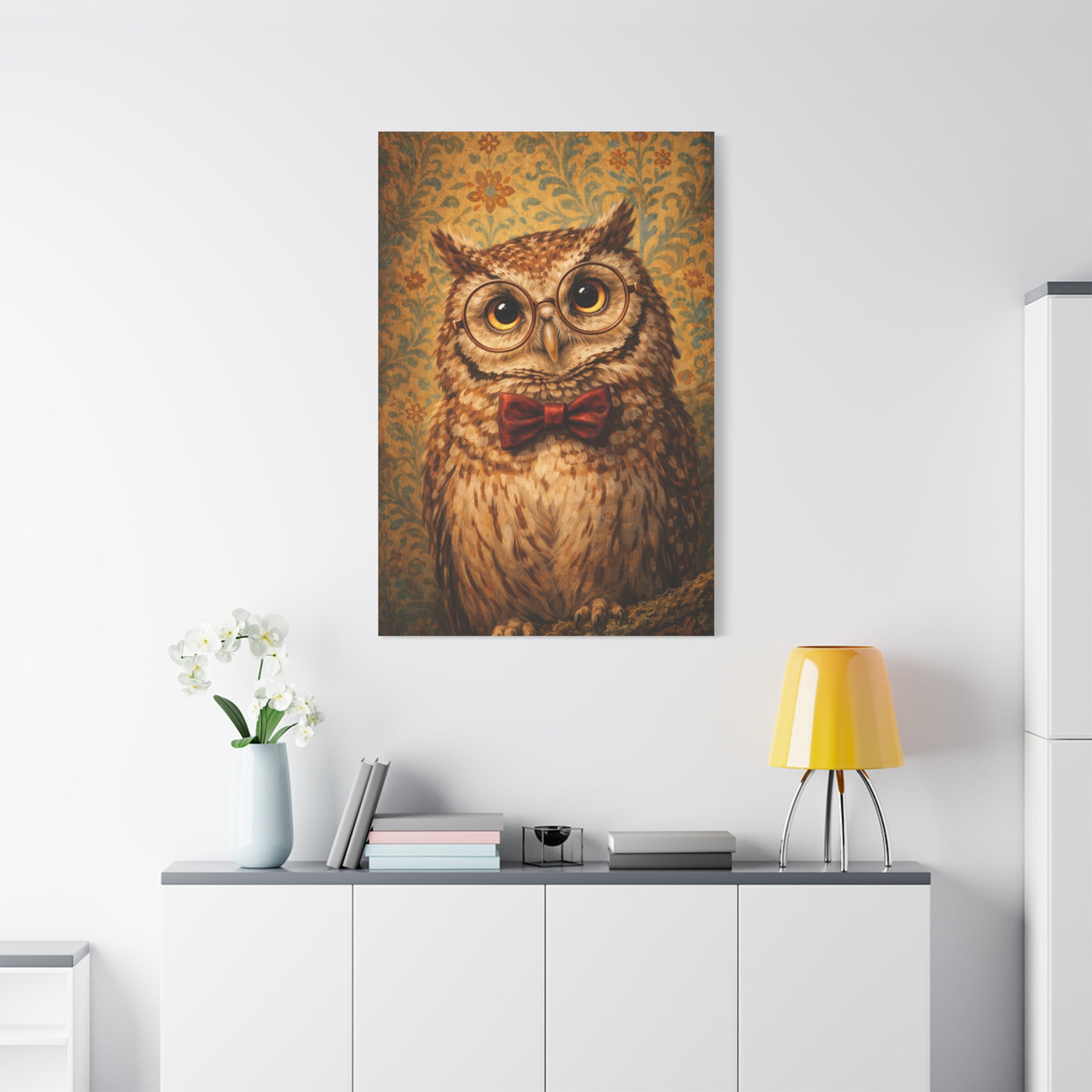 Whimsical Scholar Owl Portrait Wall Art & Canvas Print
