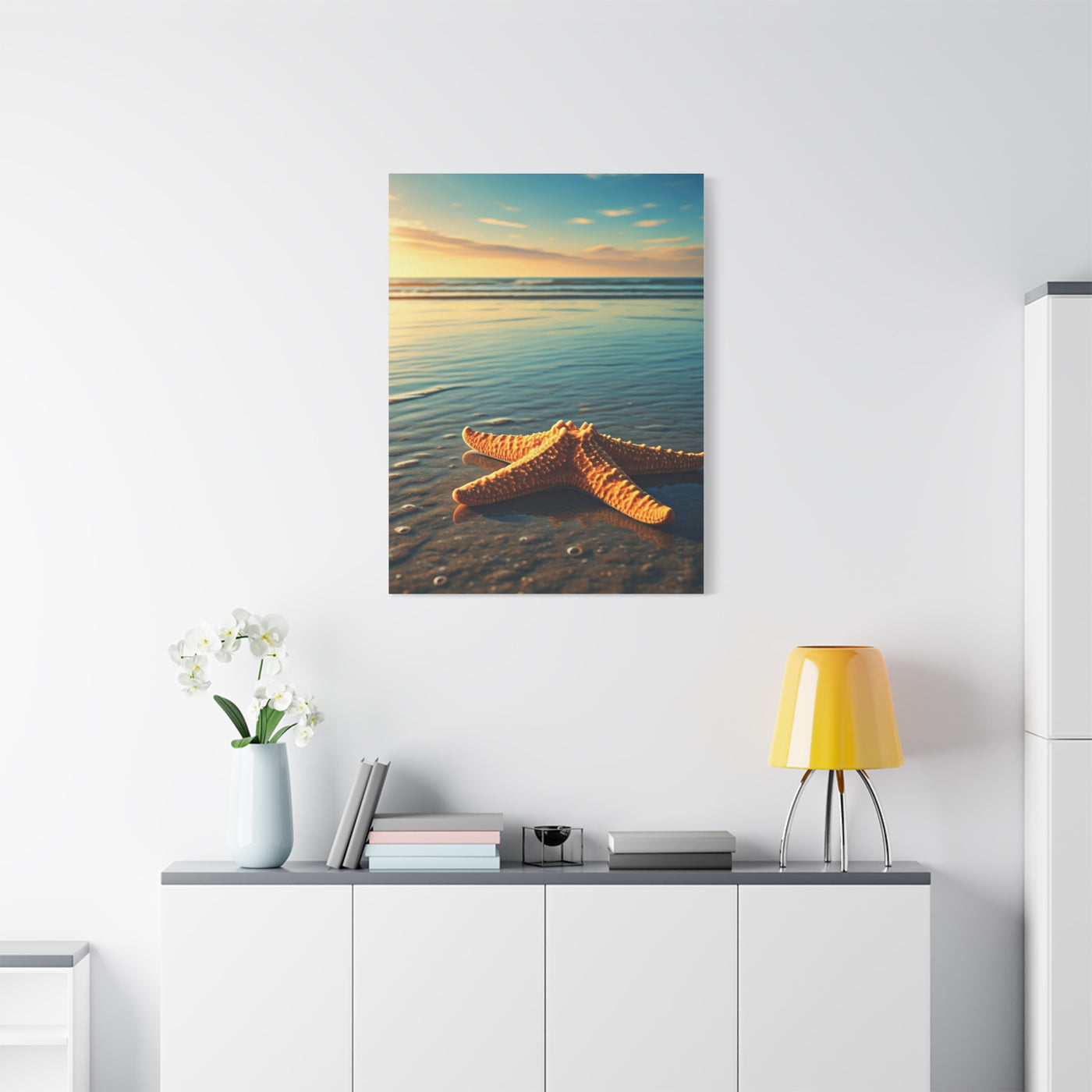 Starfish Resting in Shallow Sunset Waters Wall Art & Canvas Prints