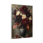Burgundy Dahlia Autumn Floral Still Life Wall Art & Canvas Print