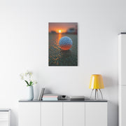 Dew-Covered Golf Ball Sunrise Macro Wall Art & Canvas Print