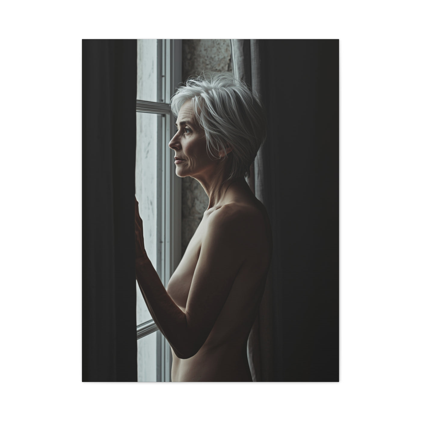 Mature Window Light Nude Study Wall Art & Canvas Print