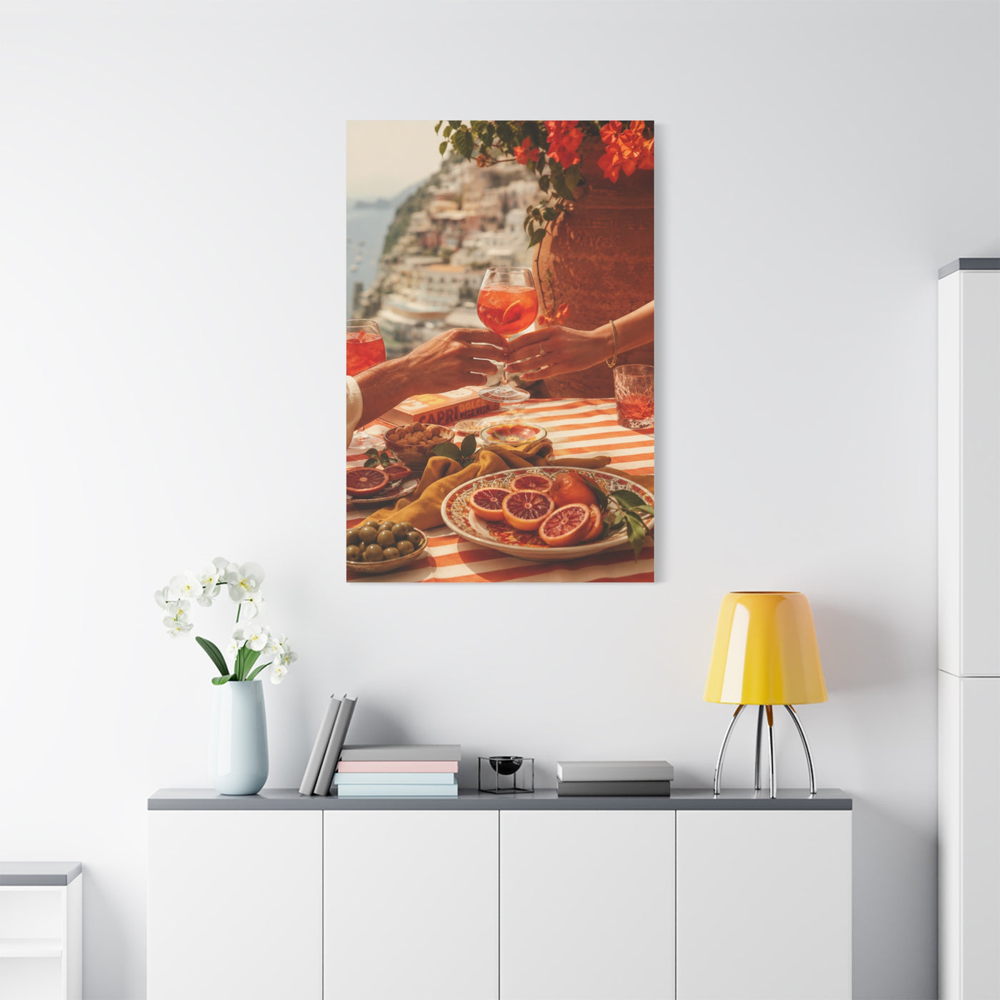 Mediterranean Aperitivo Romance Scene Wall Art & Canvas Print