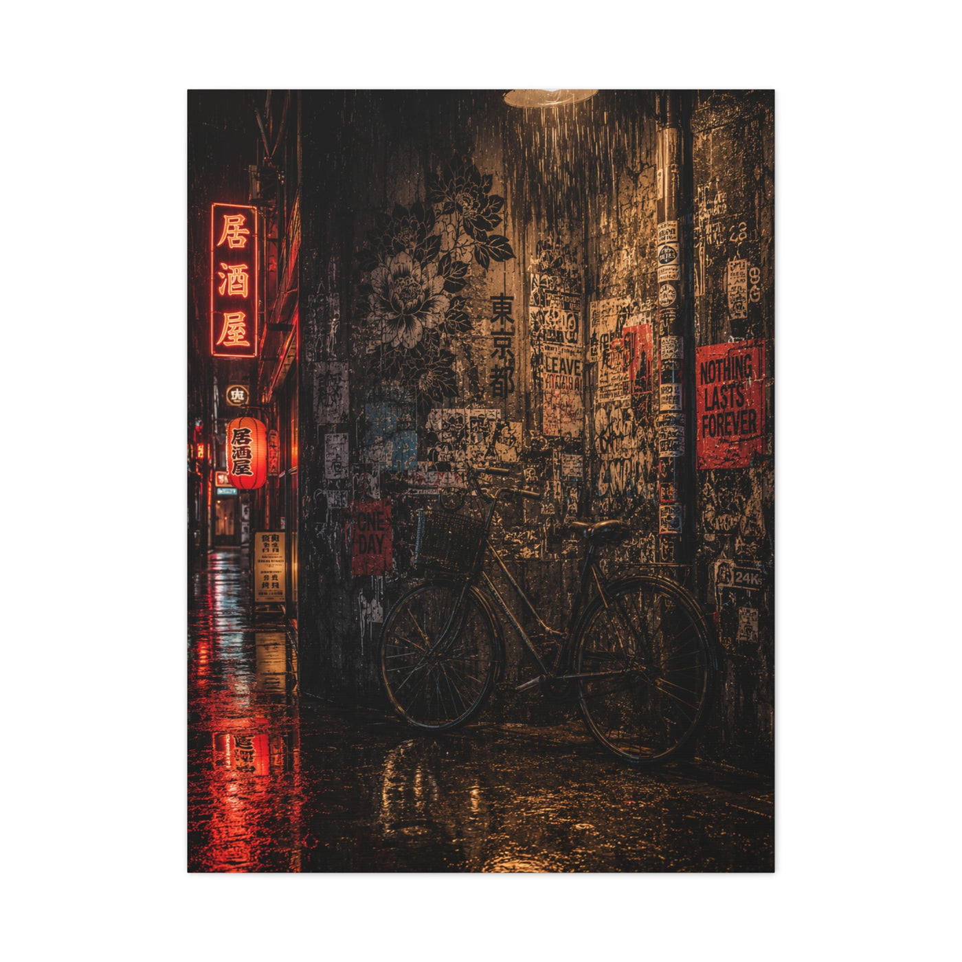 Neon Tokyo Alley Graffiti Street Wall Art & Canvas Print