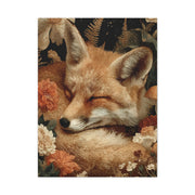 Sleeping Fox Floral Woodland Wall Art & Canvas Print