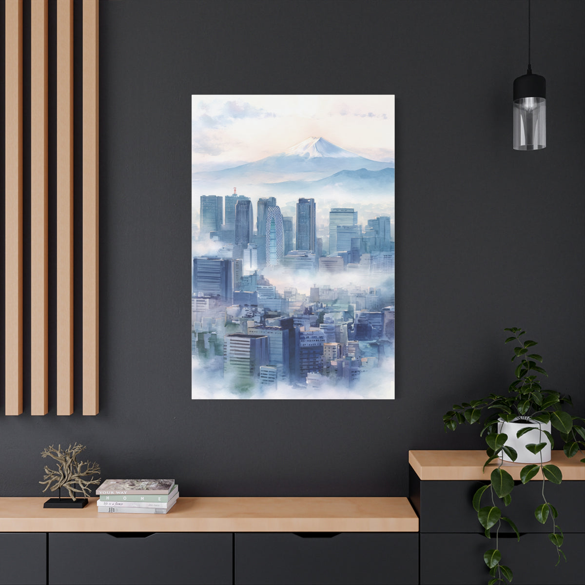 Tokyo Skyline Morning Mist With Mount Fuji Wall Art & Canvas Print
