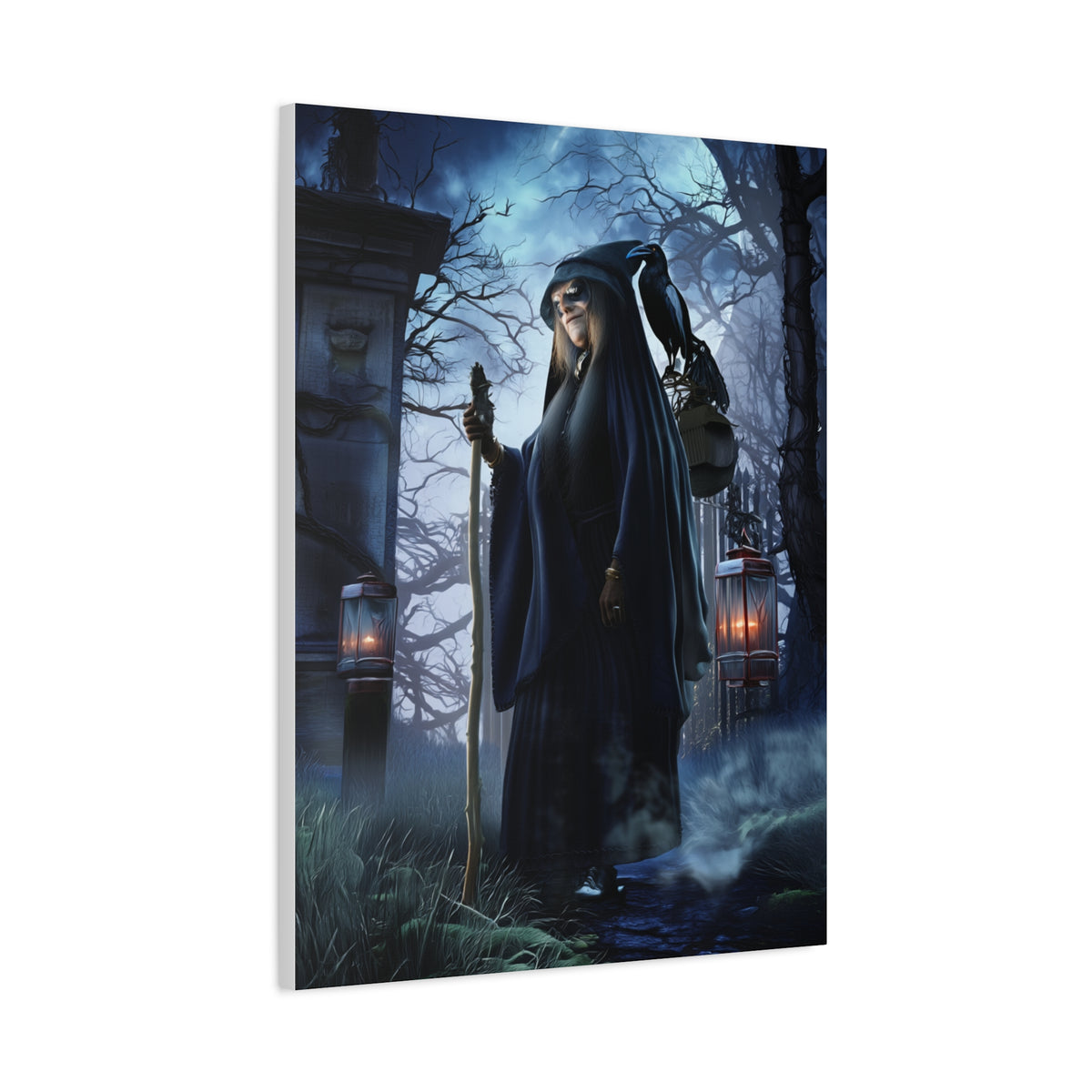 Witch with Raven Dark Fantasy Wall Art & Canvas Print