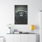 Dark Forest Buffalo with Dramatic Shadow Contrast Wall Art & Canvas Print