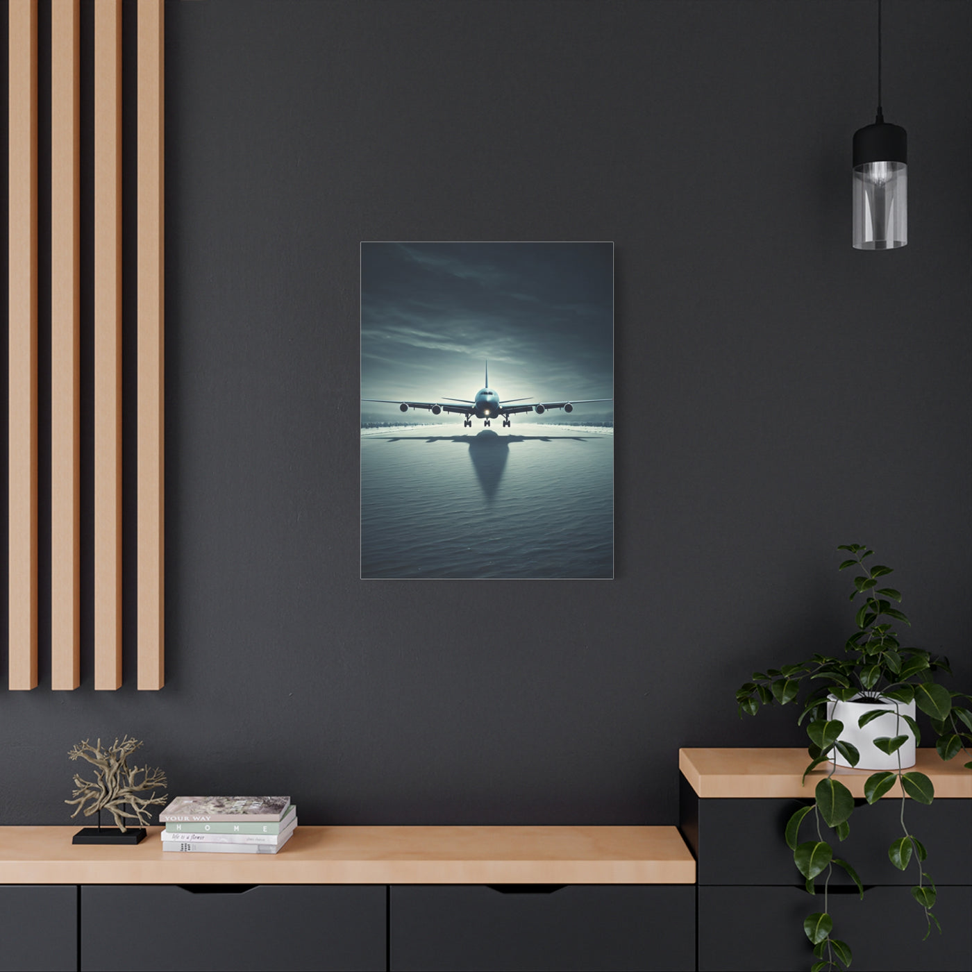 Stormy Runway Jet Arrival Wall Art & Canvas Prints