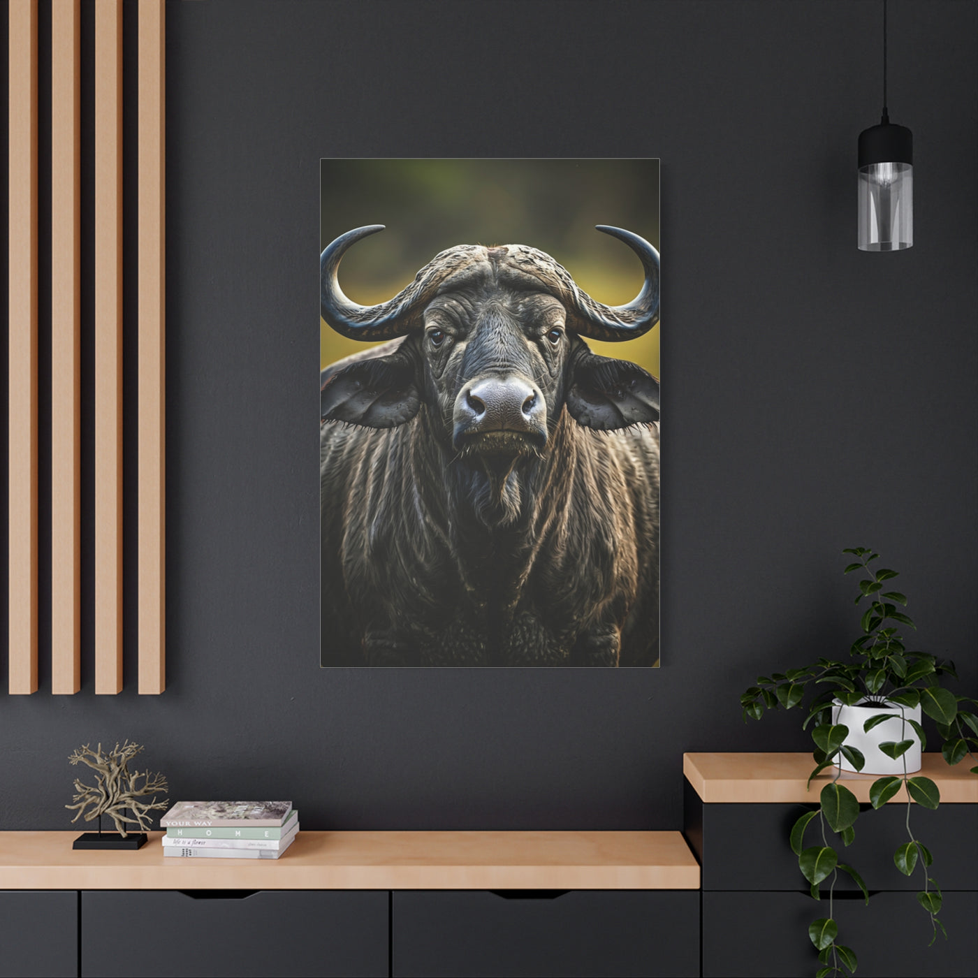 Golden Rim-Lit Buffalo Portrait Wall Art & Canvas Print