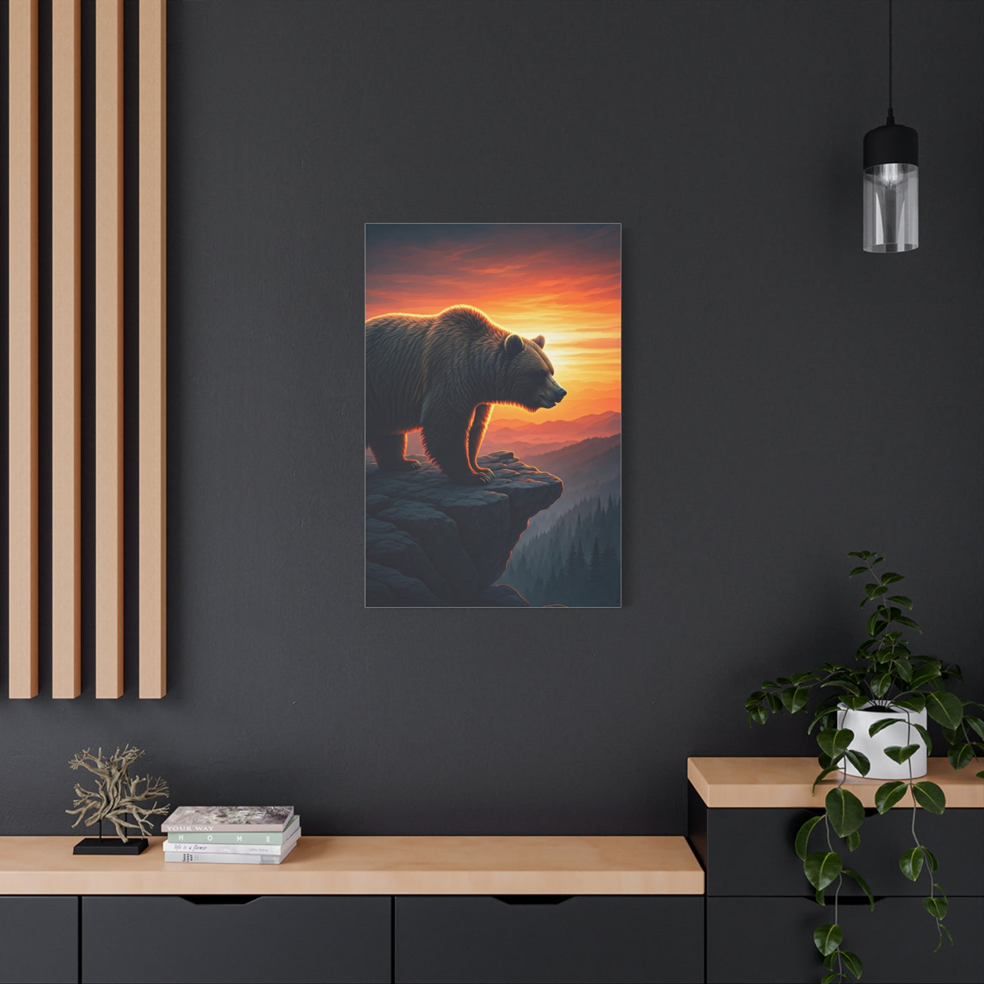 Sunset Cliff Grizzly Bear Wall Art & Canvas Prints