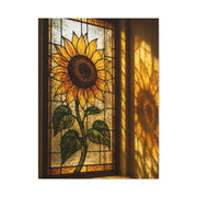 Golden Light Stained Glass Sunflower Wall Art & Canvas Print