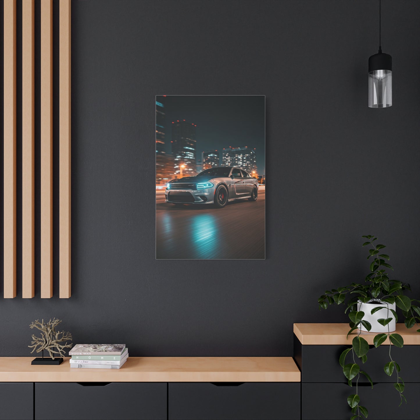 Dodge Charger Hellcat Downtown Night Streets Wall Art & Canvas Prints