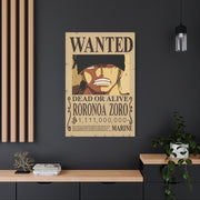 One Piece Roronoa Zoro Wanted Poster Wall Art & Canvas Print