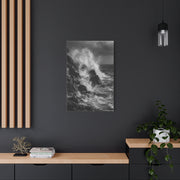 Monochrome Ocean Impact Rock Scene Wall Art & Canvas Print
