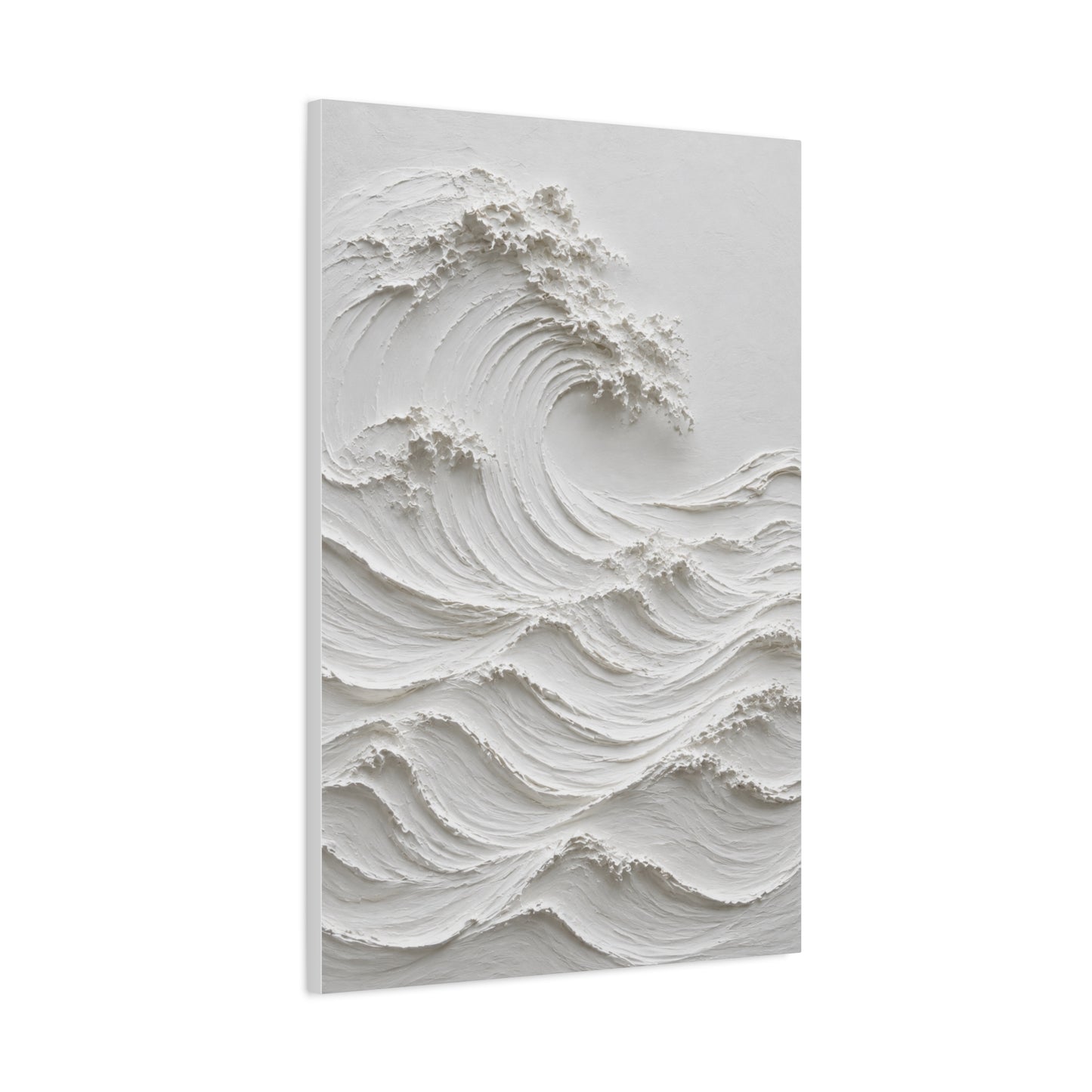 Minimal White Sculptural Wave Texture Wall Art & Canvas Print