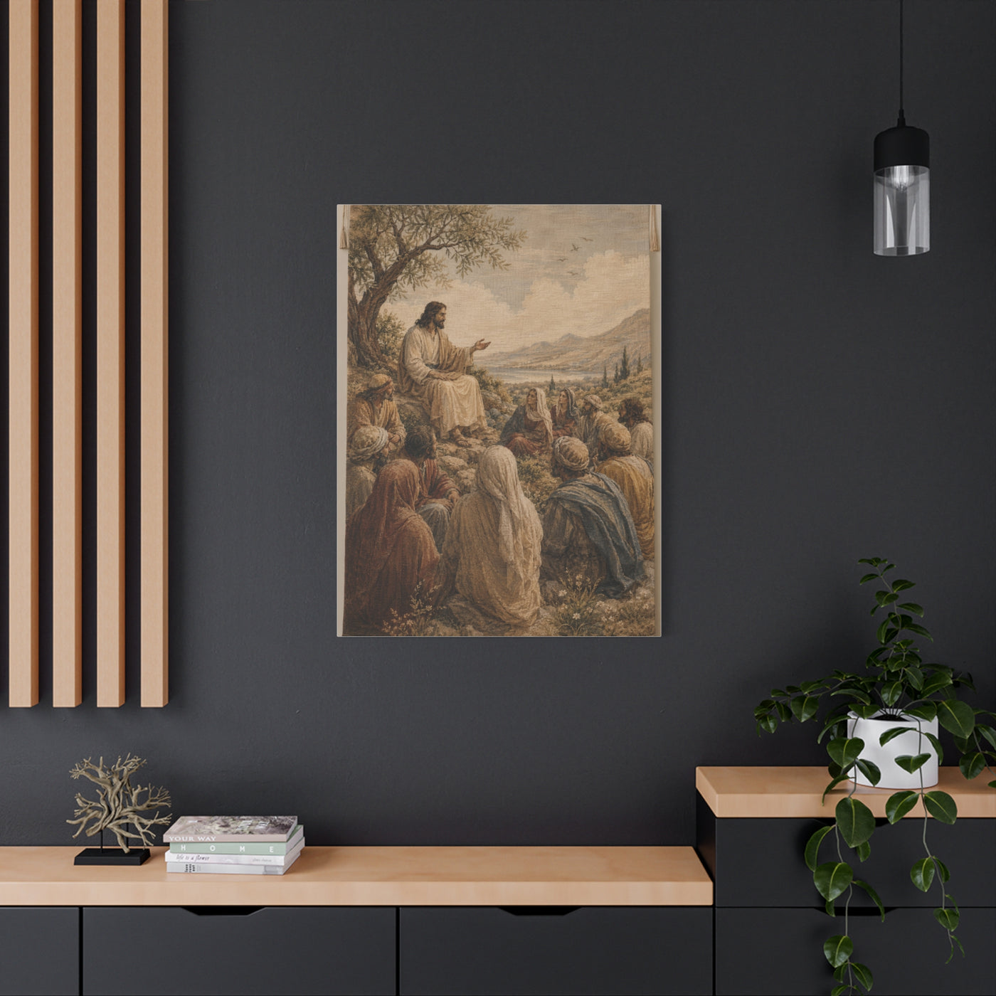 Sermon on the Hillside Tapestry Wall Art & Canvas Print