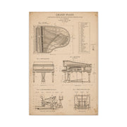 Steinway Grand Piano Technical Diagram Wall Art & Canvas Print