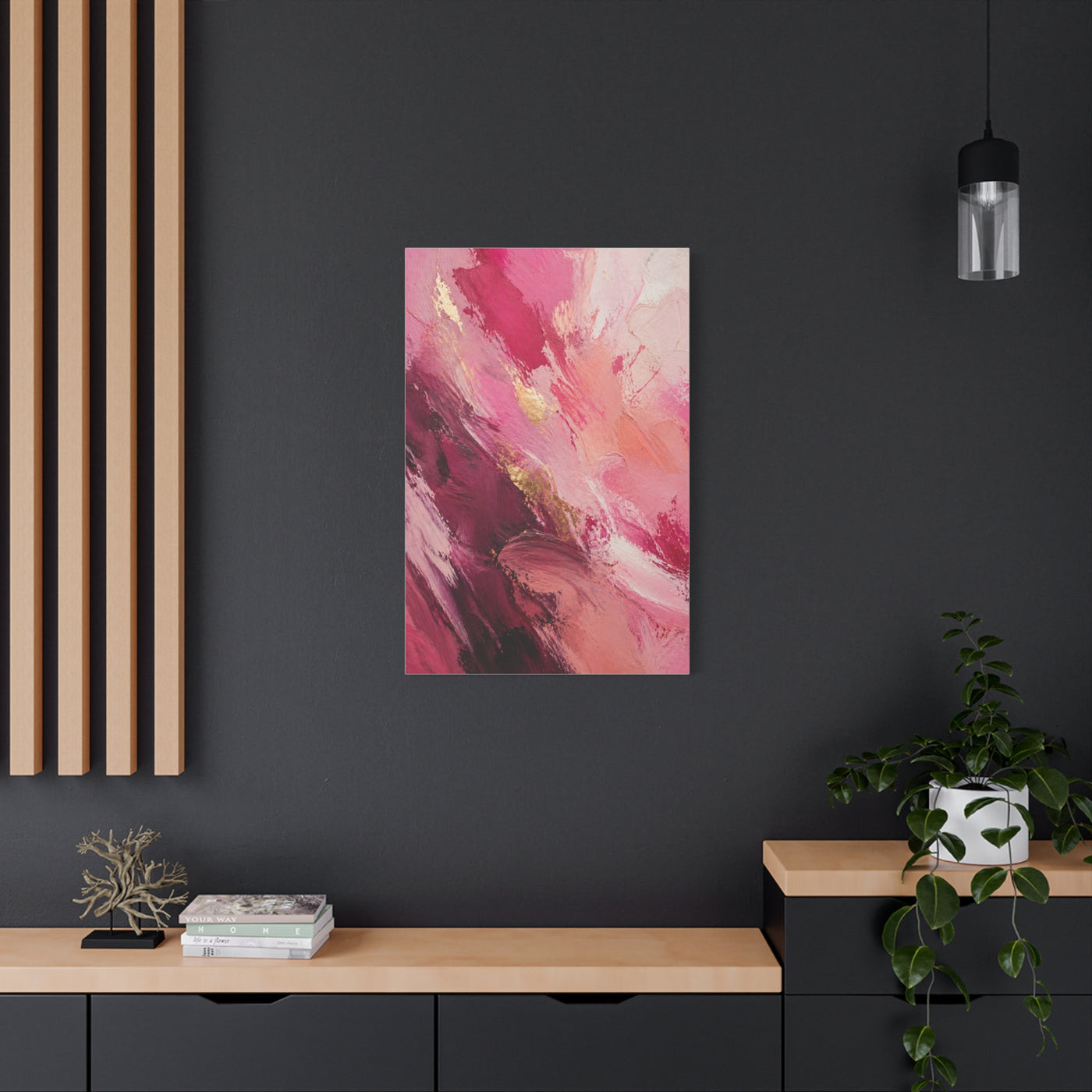 Pink Abstract Expressionist Brushstroke Wall Art & Canvas Print