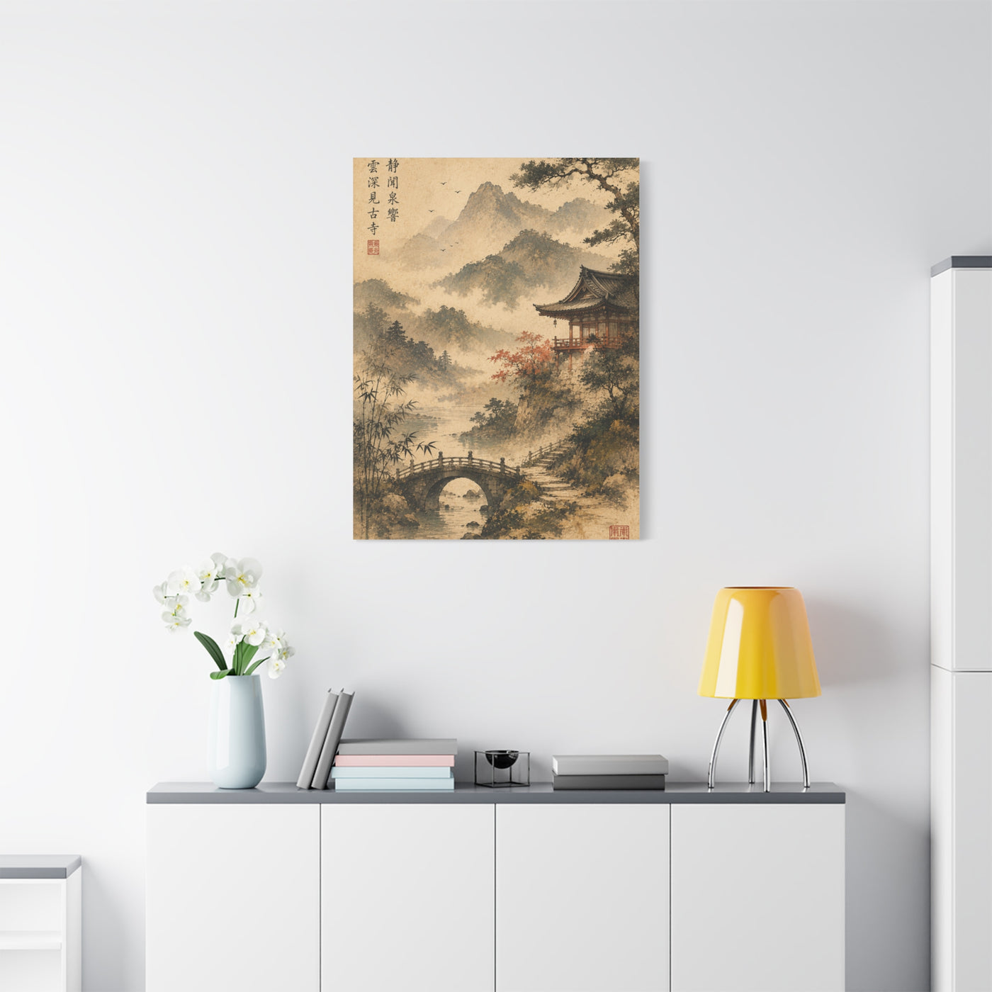Kyoto Mountain Temple Tranquility Scene Wall Art & Canvas Print