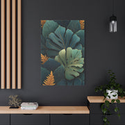 Dark Botanical Gold-Edged Leaves Wall Art & Canvas Print