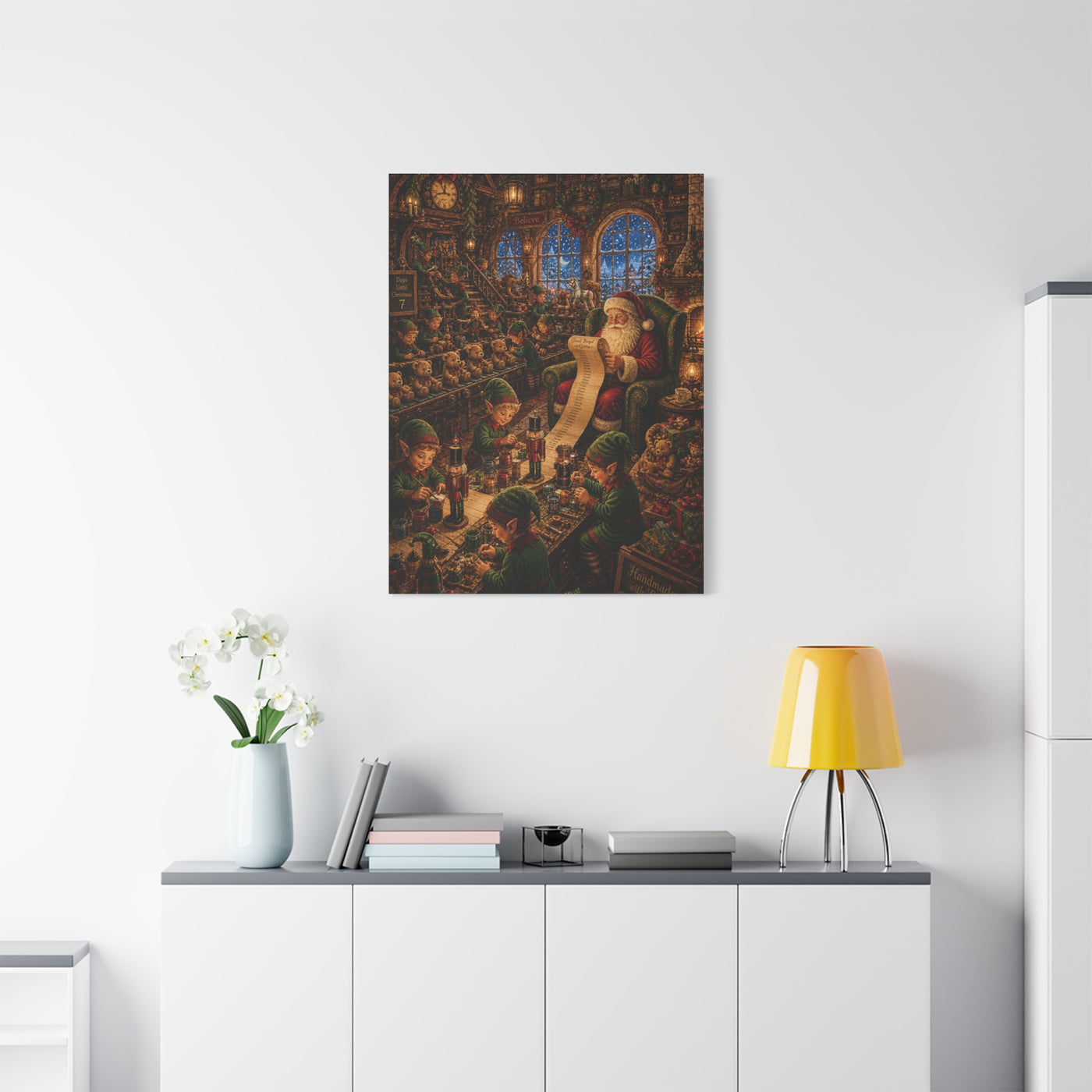 Cozy Traditional Santa Workshop Wall Art & Canvas Print